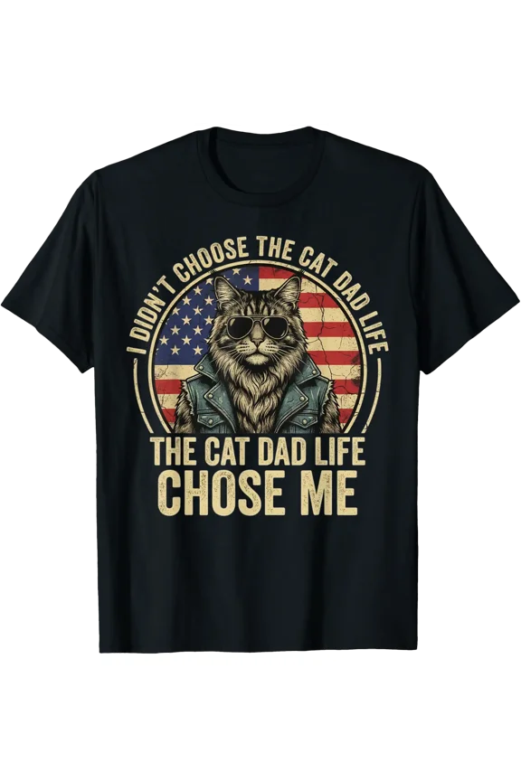 Mens I Didn'T Choose The Cat Dad Life The Cat Life Chose Me T-Shirt Size S-5XL