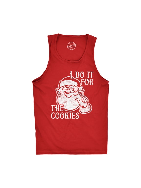 Mens I Do It for The Cookies Fitness Tank Funny Christmas Santa Claus Sweet Treat Lovers Sleeveless Tee for Guys