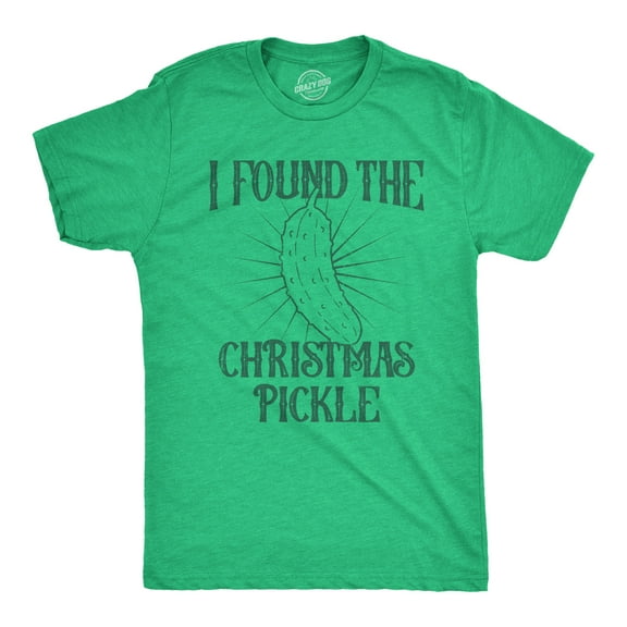 Mens I Found The Christmas Pickle T Shirt Funny Xmas Tree Hidden Ornament Novelty Tee for Guys Graphic Tees