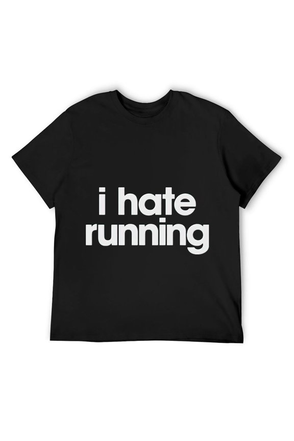 Mens I Hate Running Tshirt Funny Sarcastic Marathon Runner Fitness Workout Tee for Guys Black L