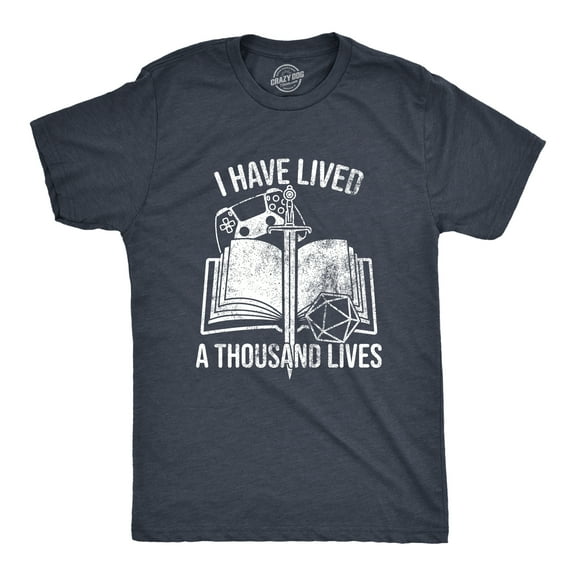 Mens I Have Lived A Thousand Lives T Shirt Funny Video Gaming Role Playing Reading Lovers Tee for Guys Graphic Tees