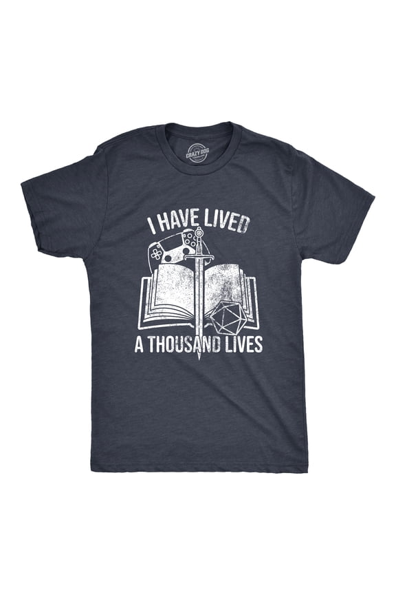 Mens I Have Lived A Thousand Lives T Shirt Funny Video Gaming Role Playing Reading Lovers Tee for Guys Graphic Tees