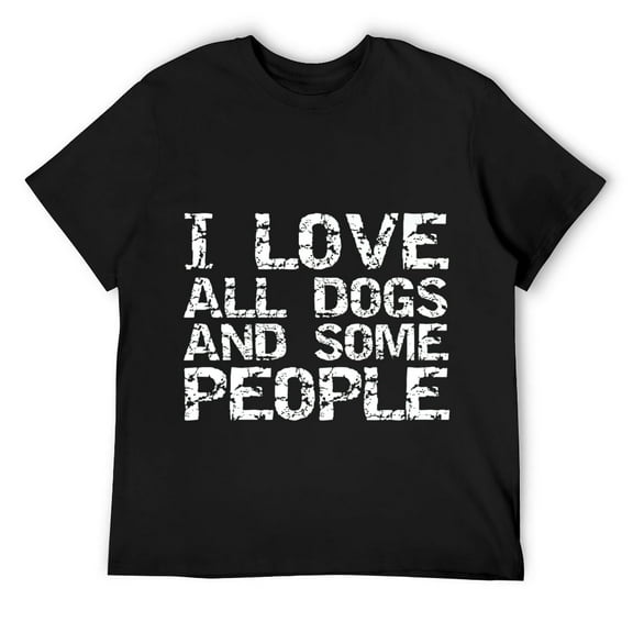 Mens I Love All Dogs and Some People Funny Introvert Dog Lover T-Shirt Black
