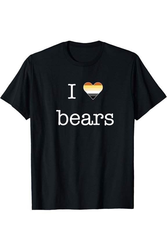 Mens I Love Bears for Gay Bear Lovers Pride Flag Stripe T-Shirt