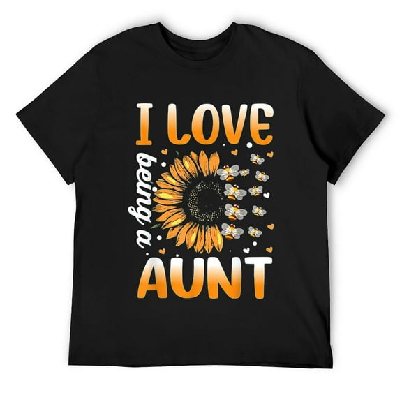 Mens I Love Being An Aunt Sunflower And Bee Lover T-Shirt Black