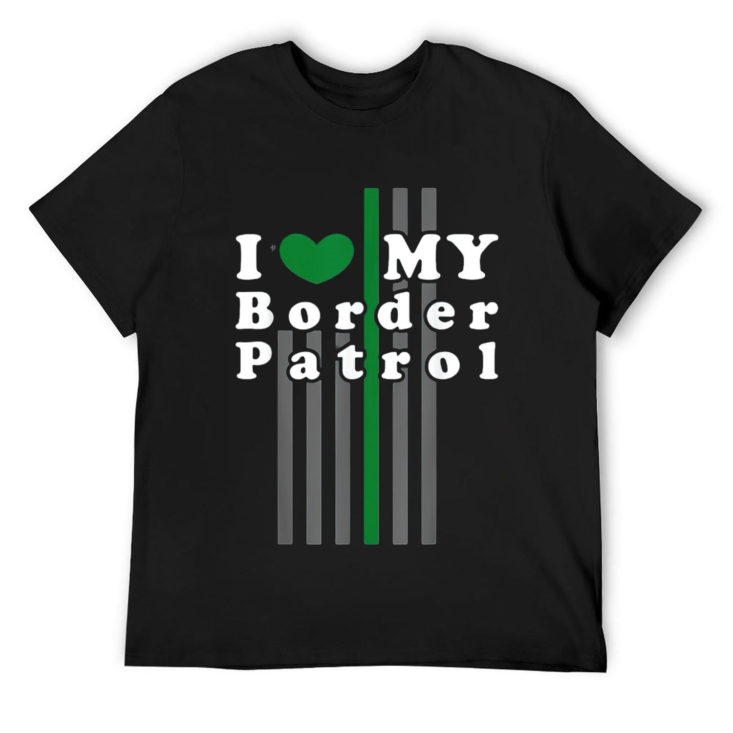 Mens I Love My Border Patrol, Thin Green Line US Flag Patriotic T