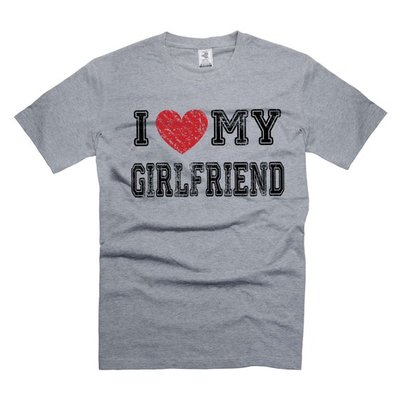 Mens I Love My Girlfriend Shirt Valentine's Day Gift Tee Boyfriend Shirts Gift From Girlfriend (Large Grey)