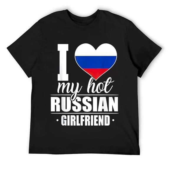 Mens I Love My Hot Russian Girlfriend Shirt Russia Black