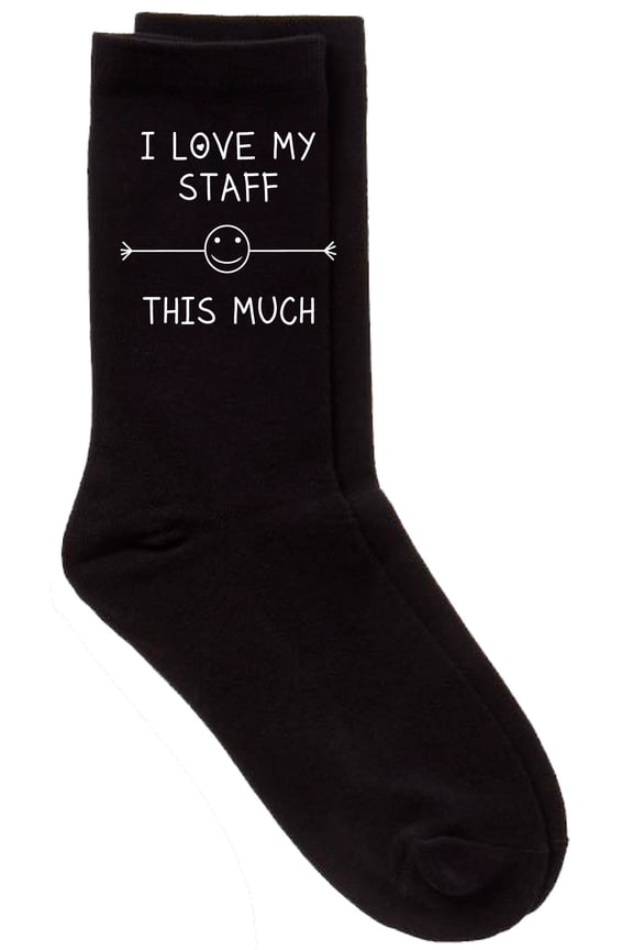 Mens I Love My Staff This Much Black Calf Socks Secret Santa Office Colleague Boss Birthday Christmas Present
