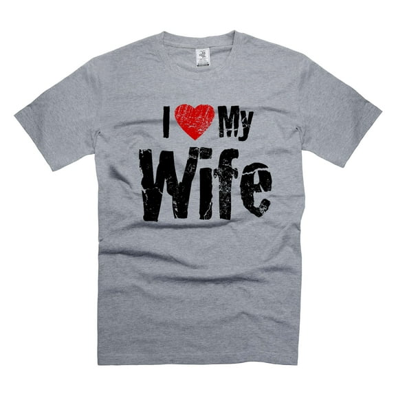 Mens I Love My Wife T-shirt Valentine's Day Husband Gift Tee Shirt From Wife Gift For Men Him (Large Grey)