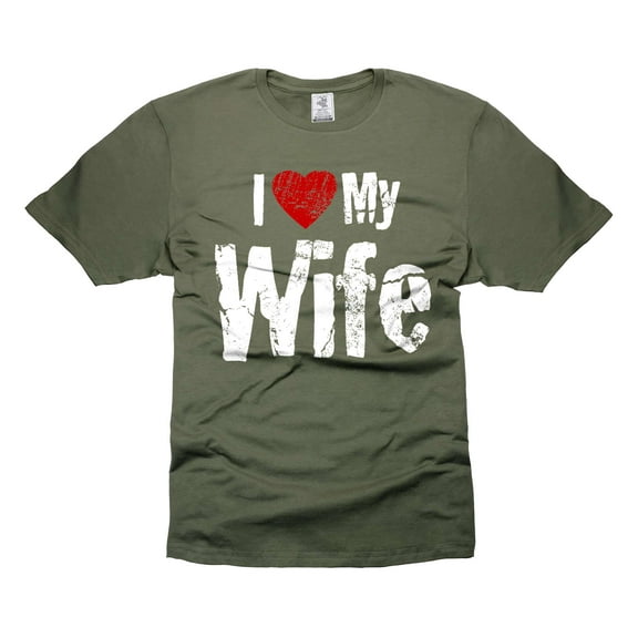 Mens I Love My Wife T-shirt Valentine's Day Husband Gift Tee Shirt From Wife Gift For Men Him (XX-Large Military Green)