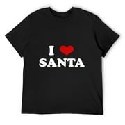 TMANI Mens I Love Santa Funny Red Heart Love Christmas Xmas Humor T-Shirt Black