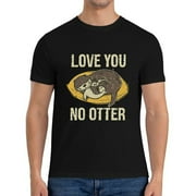 Mens I Love You Like No Otter Crew Neck Shirts Black