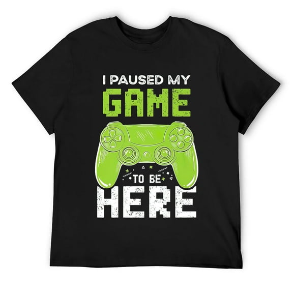 Mens I Paused My Game to Be Here Funny Vintage Gamer Humor Joke T-Shirt Black