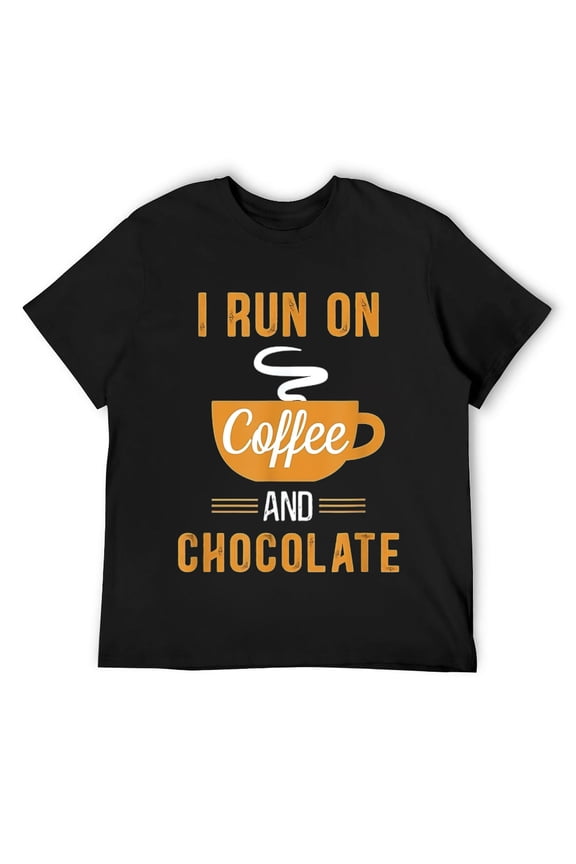 Mens I Run on Coffee and Chocolate - Funny Caffeine Meme T-Shirt Black