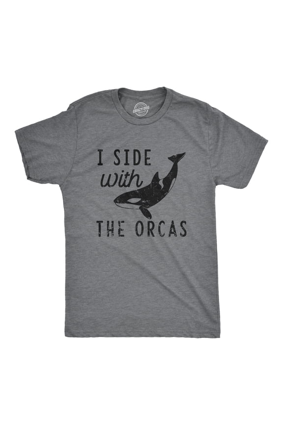 Mens I Side With The Orcas T Shirt Funny Orca Killer Whale Lovers Tee for Guys Graphic Tees
