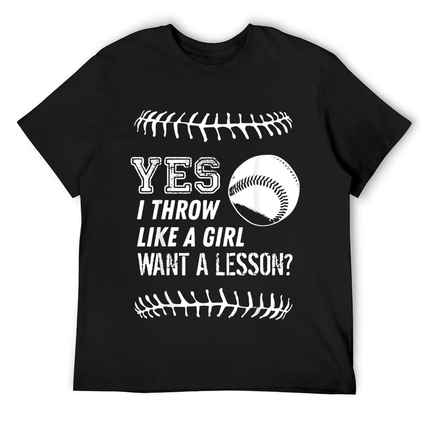 Mens I Throw Like a Girl Want A Lesson Softball Baseball T Shirt Black