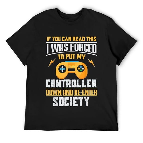 Mens I Was Forced To Put My Controller Video Game Gaming Gamer T-Shirt Black
