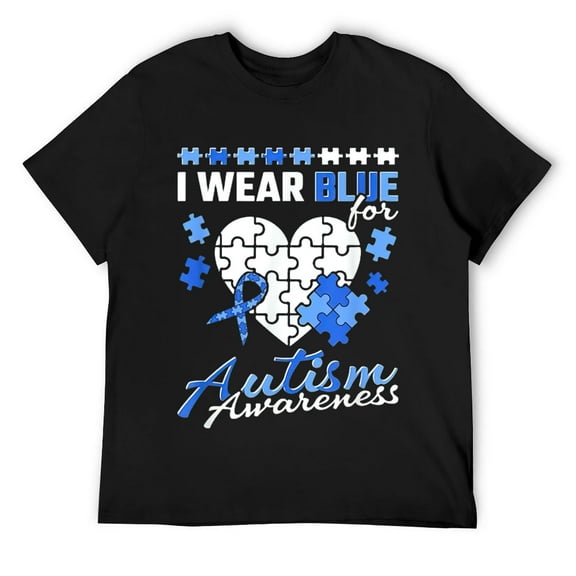 Mens I Wear Blue For Autism Awareness T-Shirt Black