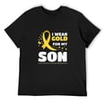 thumbnail image 1 of Mens I Wear Gold For My Son Childhood Cancer Fighter Mom Dad T-Shirt Black, 1 of 5