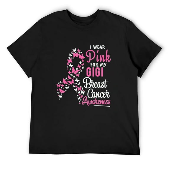 Mens I Wear Pink For My Gigi Breast Cancer Awareness Support T-Shirt Black Medium