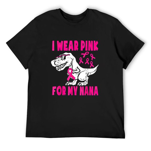 Mens I Wear Pink For My Nana Breast Cancer Awareness Grandma Kids T-Shirt Black Large