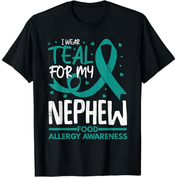 Mens I Wear Teal For Nephew Food Allergy Awareness Month Graphic T-Shirt