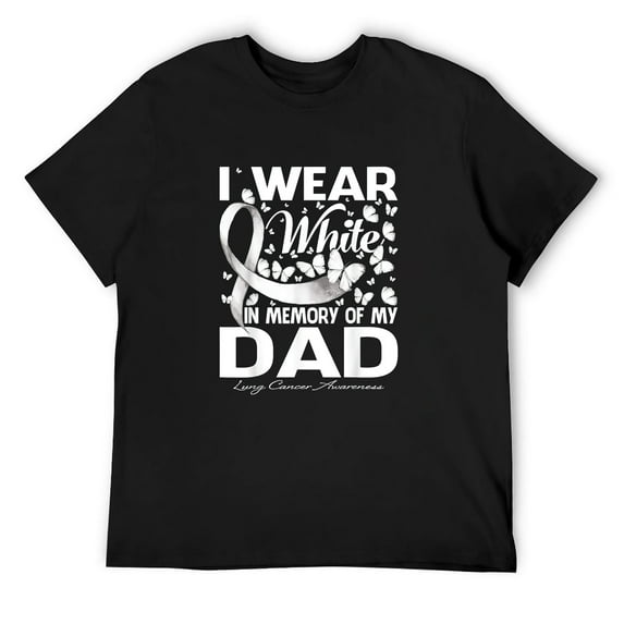 Mens I Wear White In Memory Of My Mom Lung Cancer Awareness T-Shirt Black 4X-Large
