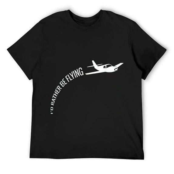 Mens I'd Rather Be Flying Airplane Pilot T-Shirt Black 2X-Large