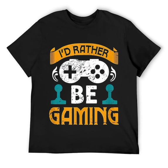 Mens I'd Rather Be Gaming Funny Gamer Gift Gaming Gift T-Shirt Black