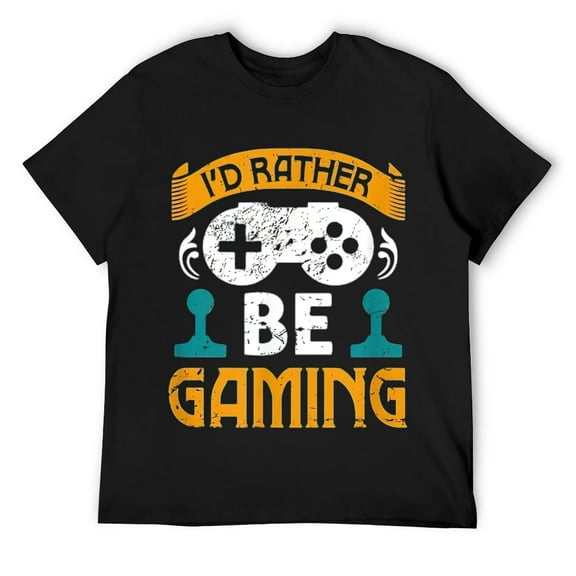 Mens I'd Rather Be Gaming Funny Gamer Gift Gaming Gift T-Shirt Black