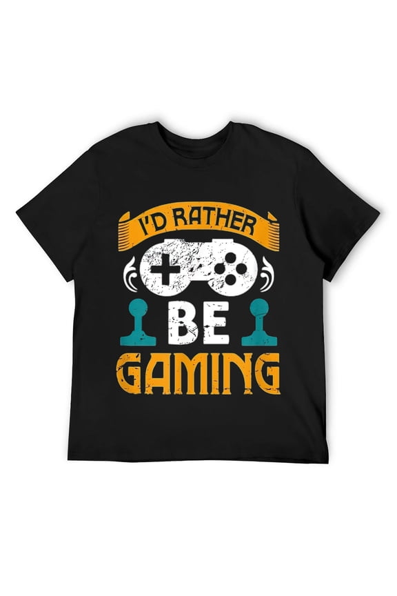 Mens I'd Rather Be Gaming Funny Gamer Gift Gaming Gift T-Shirt Black