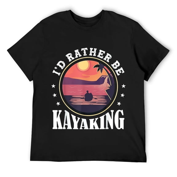 Mens I'd Rather Be Kayaking - Funny Kayak Sport Quote T-Shirt Black
