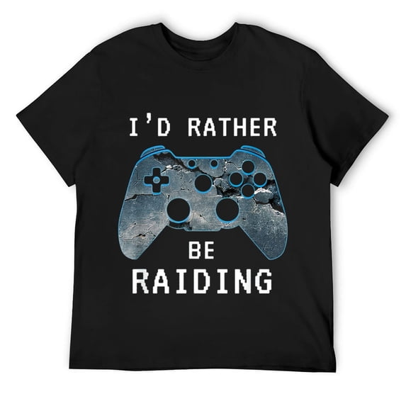 Mens I'd Rather Be Raiding Boys Funny Video Gamer T-Shirt Black