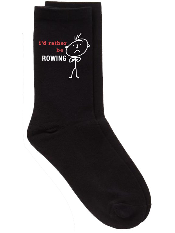 Mens I'd Rather Be Rowing Black Calf Socks Fathers Day Dad Husband Boyfriend Uncle Grandpa Grandad Present