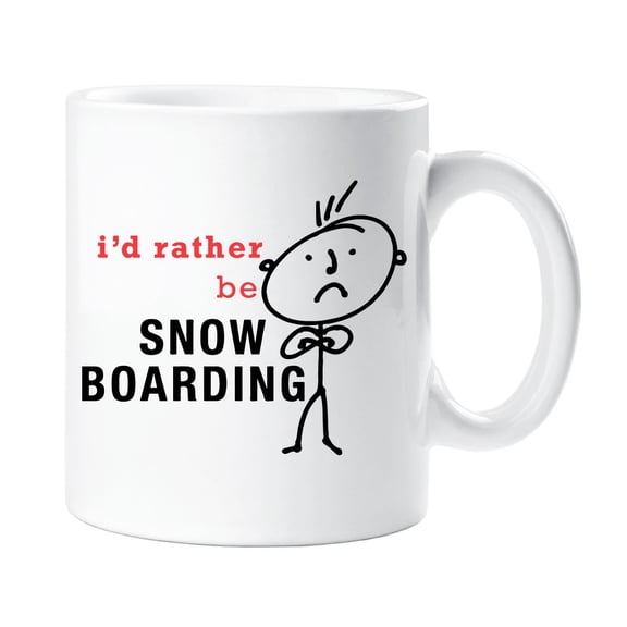 Mens I'd Rather Be Snowboarding Mug Snow Boarding Gift Present Friend Boyfriend Husband Dad Christmas Novelty Humour Fun