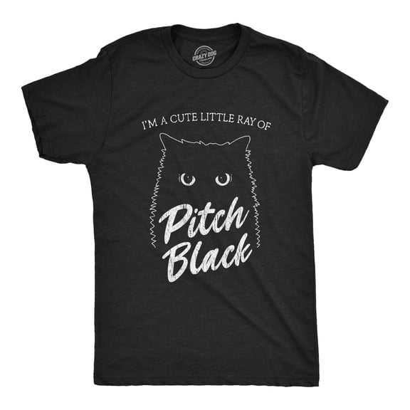 Mens I'm A Cute Little Ray Of Pitch Black T Shirt Funny Pet Cat Kitty Halloween Graphic Novelty Tee Graphic Tees