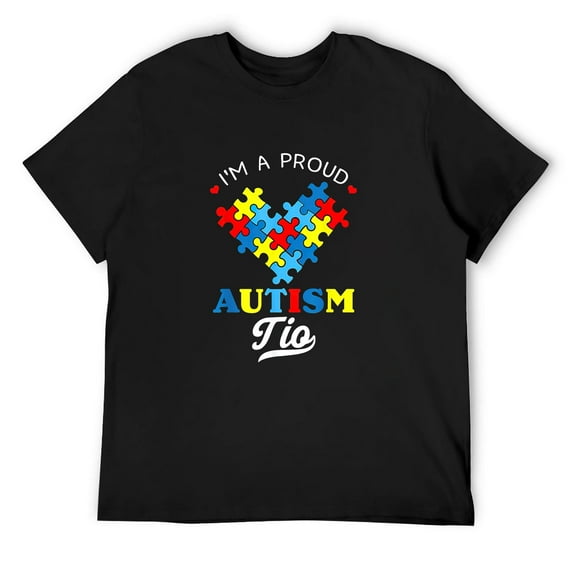 Mens I'm A Proud Autism Tio Autism Awareness Uncle Nephew Niece T-Shirt Black X-Large