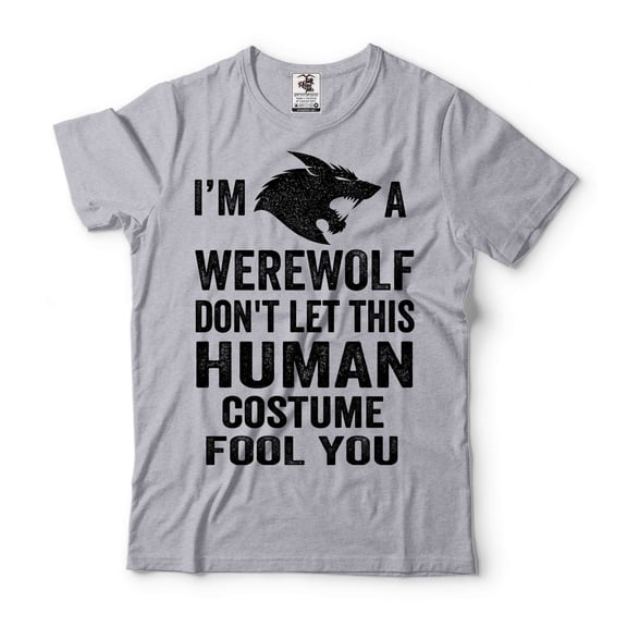 Mens I'm A Werewolf T-shirt Halloween Werewolf Costume Halloween Shirt For Men Halloween Outfit (X-Large Grey)