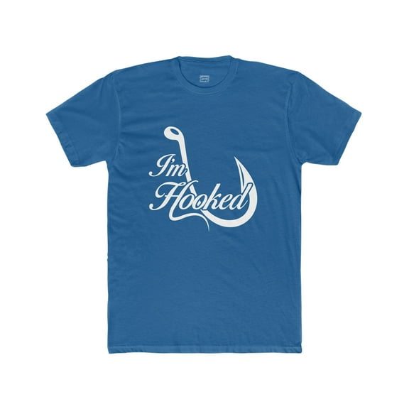 Mens I'm Hooked Fishing Themed Cotton Crew Tee Mens TShirt