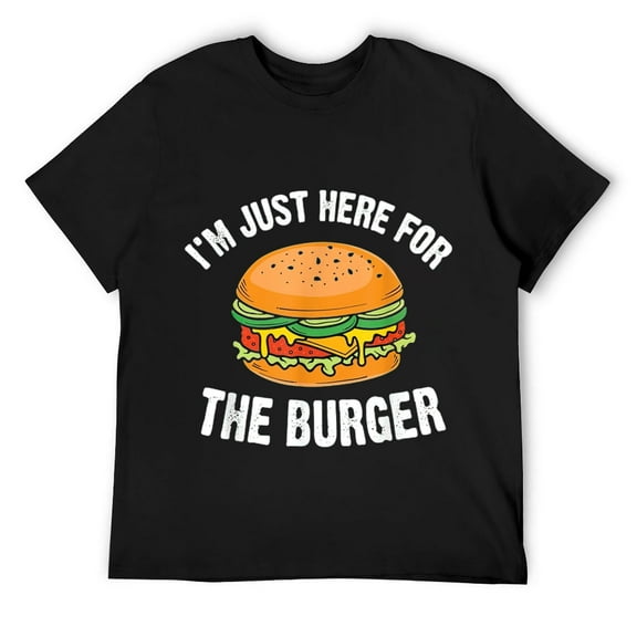 Mens I'm Just Here For The Burger Fast Food Funny Hamburger T-Shirt Black