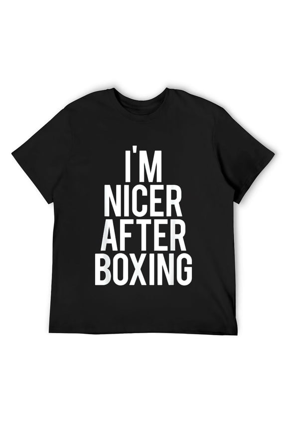 Mens I'm Nicer After Boxing Funny Gym Saying Fitness Fan Training T-Shirt Black