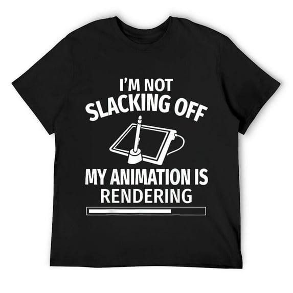 Mens I'm Not Slacking Off Funny Animator Animation Draw T-Shirt Black Large