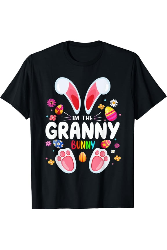 Mens I'm The Granny Bunny Matching Family Easter Party T-Shirt men and women can wear, black, white, gifts
