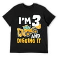 thumbnail image 1 of Mens I'm Three 3 Year Old 3rd Birthday Boy Construction Excavator T-Shirt Black, 1 of 5