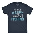 thumbnail image 1 of Mens I'm only Happy When I'm Fishing T Shirt Funny Fathers Day Outdoor Hobby Gift Tee Graphic Tees, 1 of 7
