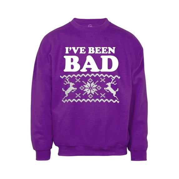 Mens I've Been Bad Ugly Christmas Ugly Sweatshirt - Purple - X-Large