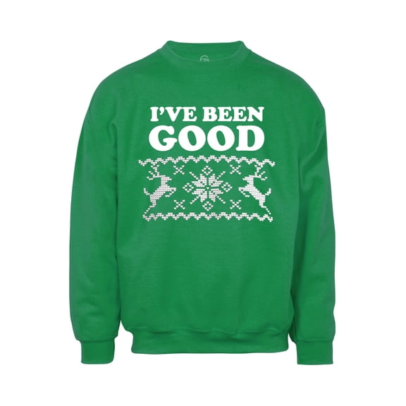 Mens I've Been Good Ugly Christmas Ugly Sweatshirt - Green - 3X-Large