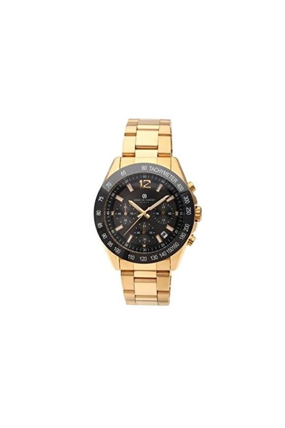 Mens IP-plated Black Dial Chronograph Watch