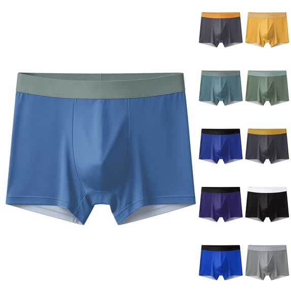 Mens Ice Silk Boxer Briefs Breathable Quick Dry Stretch Solid Color Underwear for Men Soft Lightweight Boxers Trunks Silver M